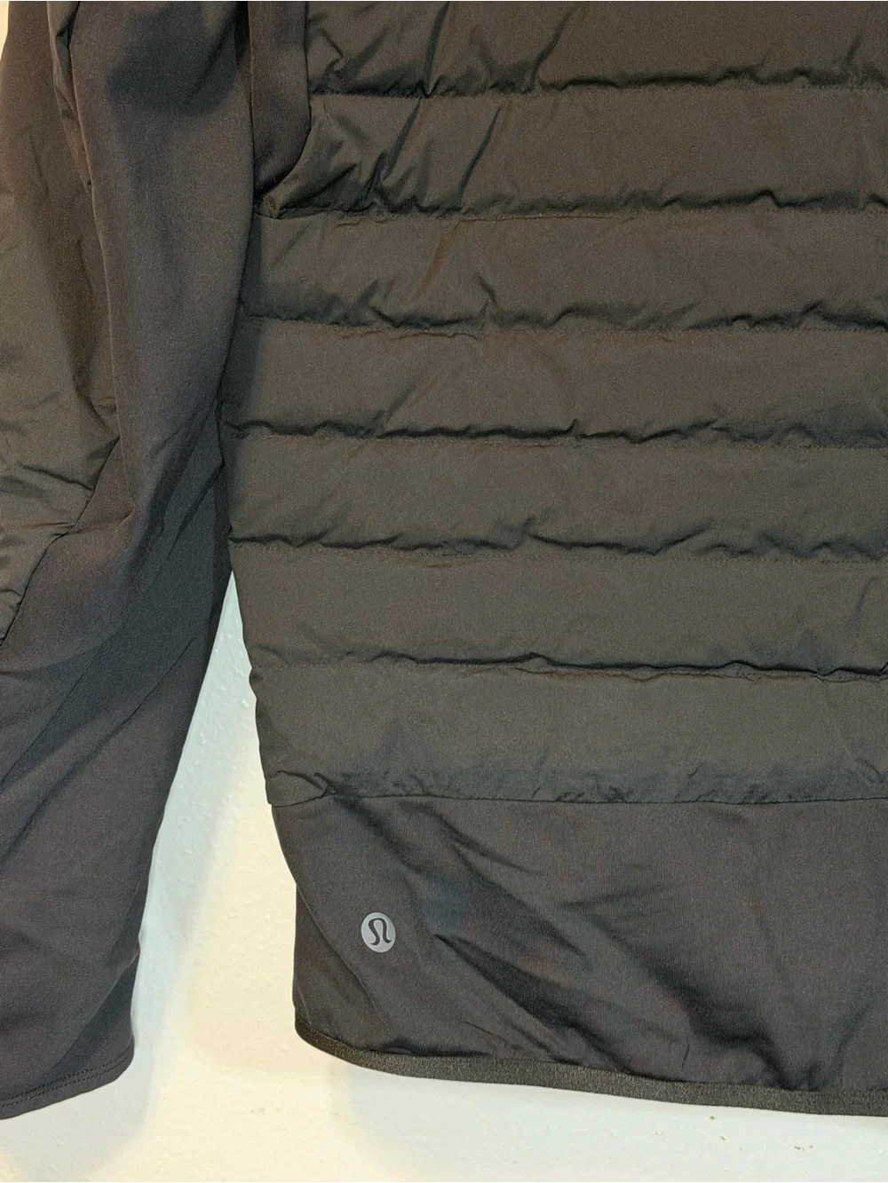 lululemon Men's Black Down For It All Jacket LARGE Full Zip Quilted Pockets